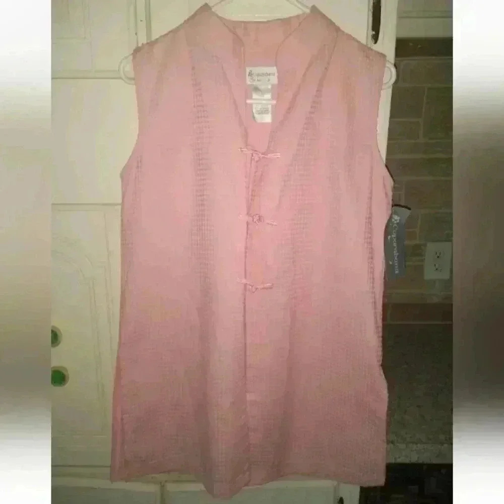 NWT Women's Copacabana Petal Pink Sleeveless Cover Blouse Size S Style #54077